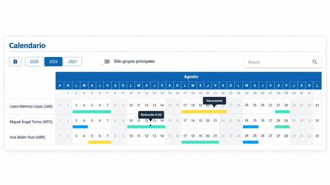 Calendario laboral de agosto 2026